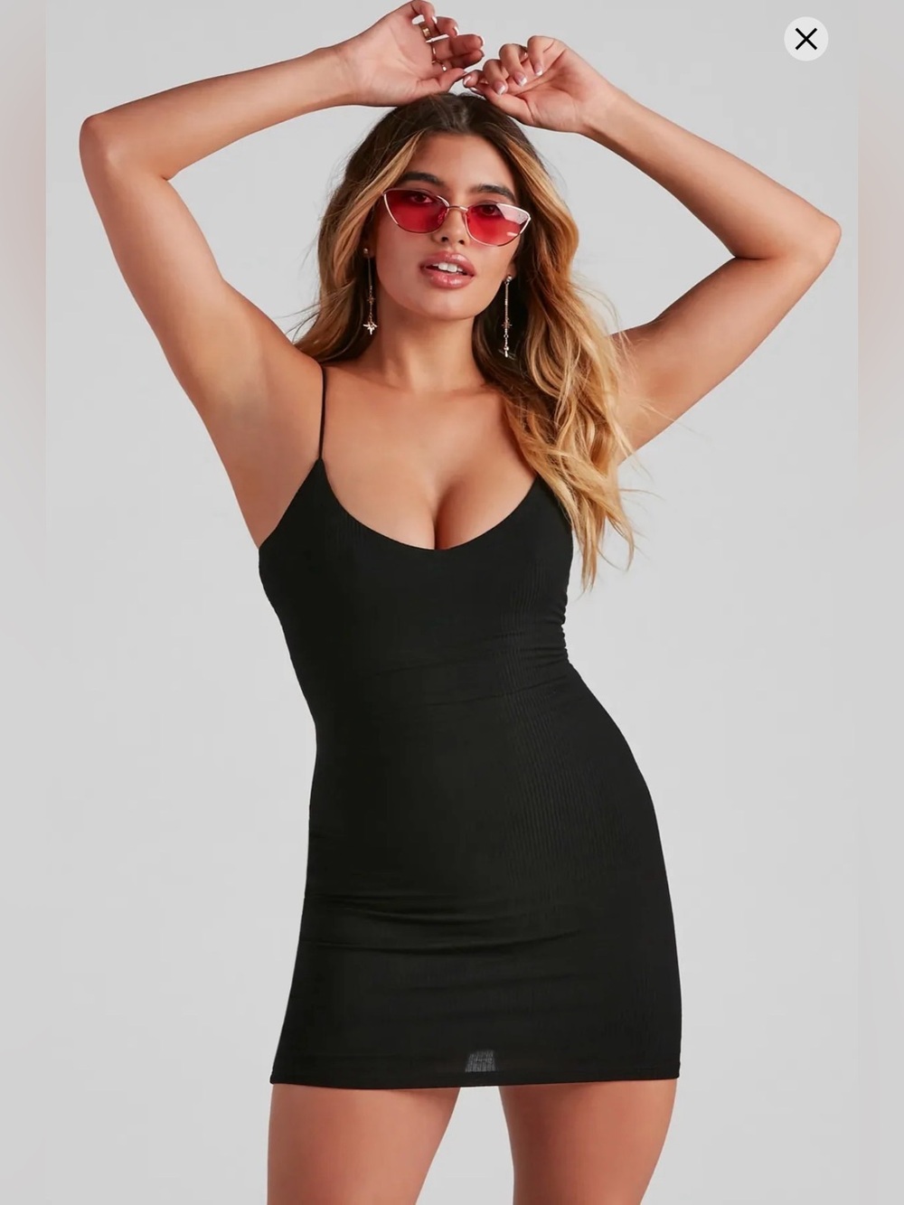 Black Ribbed Bodycon Mini Dress